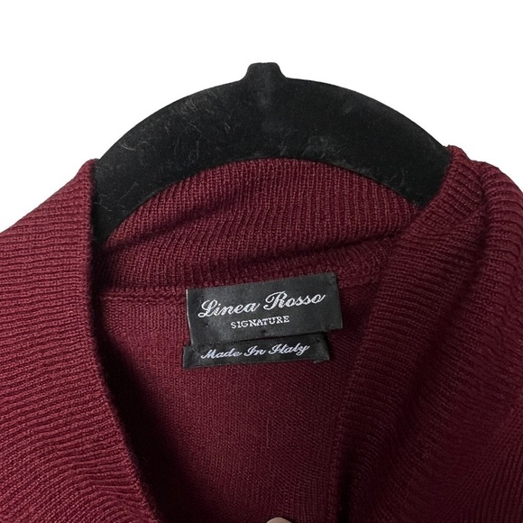 Burgundy 1/4 Zip Sweater Mens Size XL 50% Wool 50% Acrylic Italy BY Linea Rosso - Picture 2 of 7